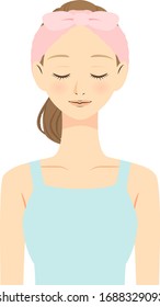 Illustration of a woman washing her face