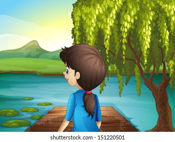 Illustration of a woman watching the river