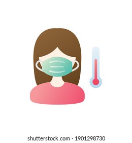 illustration woman wear mask to protect health care high temperature flu