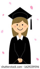 Illustration of a woman wearing an academic dress.