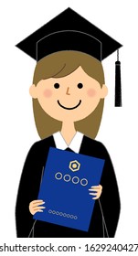 Illustration of a woman wearing an academic dress.