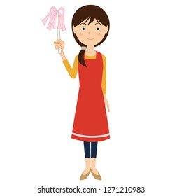 Illustration of a woman wearing an apron.