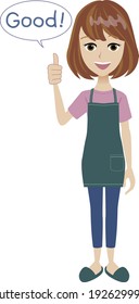 A illustration of woman wearing apron