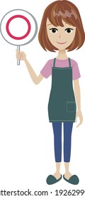A illustration of woman wearing apron
