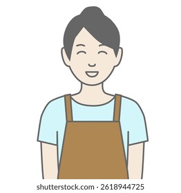 Illustration of a woman wearing an apron looking forward with a smile