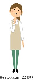 It is an illustration the woman wearing an apron thinks.