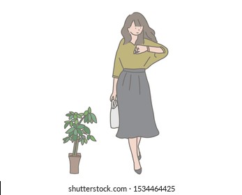 Illustration of a woman wearing business casual clothes.
