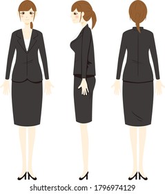 Illustration of a woman wearing business casual clothes.