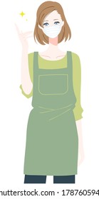 Illustration of a woman wearing a mask and wearing an apron