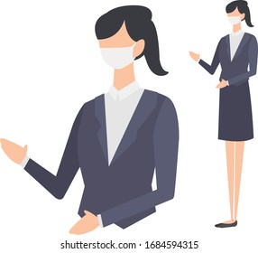 Illustration of a woman wearing a mask. Vector illustration.