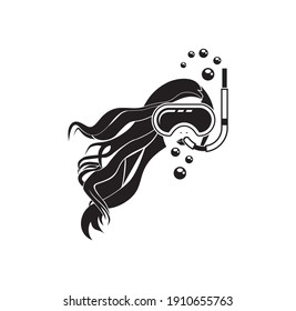 illustration of woman wearing snorkeling goggles