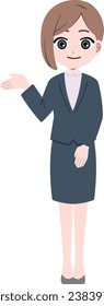 Illustration of a woman wearing a suit giving guidance