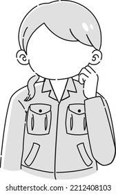 Illustration of a woman wearing work clothes doing a guts pose