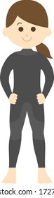 Illustration of a woman in a wetsuit.