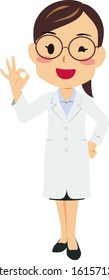 Illustration of a woman in white coat giving OK sign