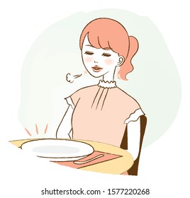 Illustration of a woman who ate too much