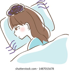 Illustration of a woman who cannot sleep well
