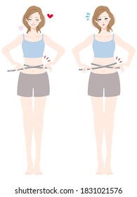 Illustration of a woman who cares about waist size