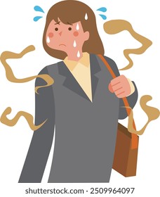 Illustration of a woman who is concerned about sweat and body odor