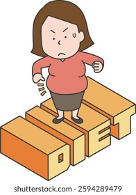 Illustration of a woman who is conscious about dieting