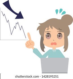 Illustration of a woman who is desperate for declining performance