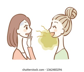 Illustration of a woman who does not notice bad breath