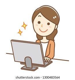 Illustration of a woman who is doing desk work.