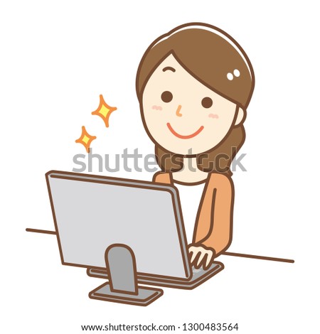 Illustration of a woman who is doing desk work.