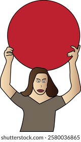 the illustration of a woman who is doing a protest while holding some sign.