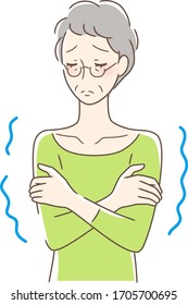 Illustration of a woman who feels cold and shivers