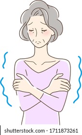 Illustration of a woman who feels cold and shivers