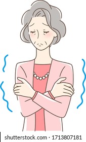 Illustration of a woman who feels cold and shivers