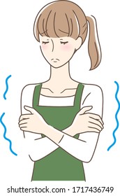 Illustration of a woman who feels cold and shivers