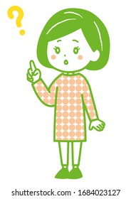 An illustration of a woman who found a question. Vector image. 