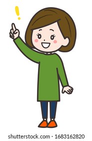 An illustration of a woman who found something. Vector image. 