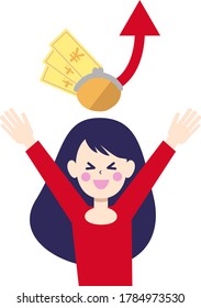 Illustration of a woman who is happy to raise money