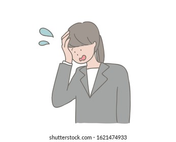Illustration of a woman who has had a headache due to a problem.
