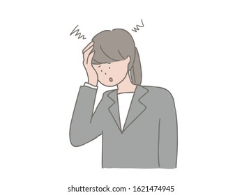 Illustration of a woman who has had a headache due to a problem.