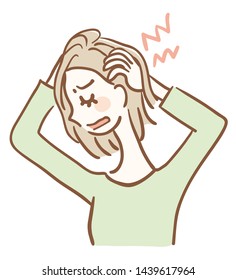 Illustration Of A Woman Who Has Itchy Scalp