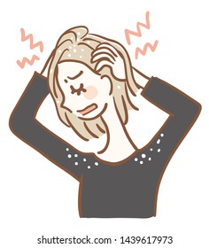 Illustration Of A Woman Who Has Itchy Scalp