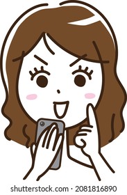 Illustration of a woman who has a mobile phone and a smartphone