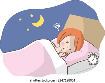 Illustration of a woman who is having trouble sleeping