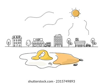 An illustration of a woman who melts in the heat.