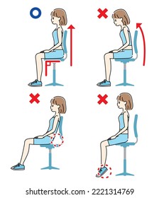 Illustration of a woman who sits in a correct posture.