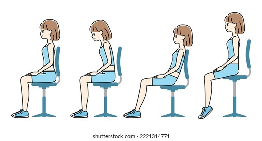 Illustration of a woman who sits in a correct posture.