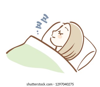 Illustration woman who sleeps pleasantly