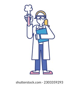 It is an illustration of a woman who studies using a test tube.