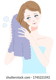 Illustration of a woman who takes care of hair