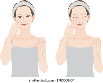 Illustration of a woman who takes care of the skin.