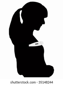 Illustration of a woman who takes her temperature